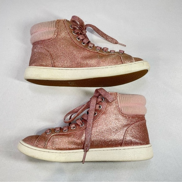 UGG Olive High Top Sneakers Women's Size 6 Pink Glitter Lace Up Side Zip Casual - Picture 9 of 12